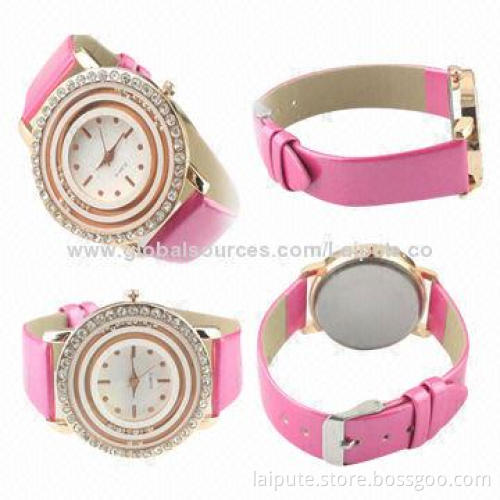 New Design Girls'/Ladies' Watches with Leather Strap, Small Round Face and PC Movement